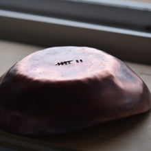 Load image into Gallery viewer, hand forged copper bowl by R&R Handmade, personalized with seven tally marks on the underside